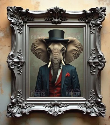 Elephant Portrait Print Poster Gift Wall Art Animal Canvas Vintage Clothes - Image 1 of 3