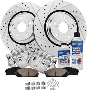 Front Drilled Rotors & Calipers + Brake Pads for Toyota Highlander Lexus RX350 - Picture 1 of 1