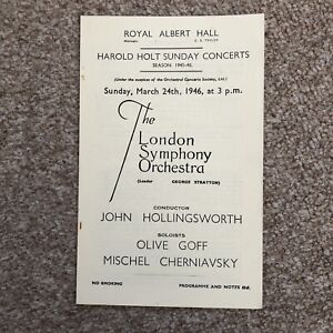 Russian Cellist Mischel Cherniavsky LSO 1946 Concert Programme, Olive Goff