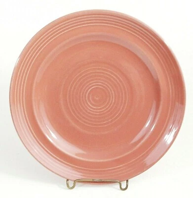 Vintage Luncheon Plate Ceramic Concentric Rings Pink Retro Rose 7.75" - Image 1 of 3