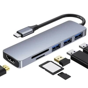 6 in 1 Multi-Port USB C Hub Docking Station 4K Supported HOT - Picture 1 of 20
