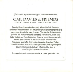 Gail Davies & Friends - Live & Unplugged At The Station Inn / Promo Card Sleeve