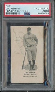 Lou Gehrig HOF Signed Cut AUTO New York Yankees PSA/DNA Authentic