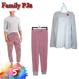 NWT Family Pajamas Men's S Waffle Knit Matching PJ Set Red Stripe 100127599 - Picture 1 of 10