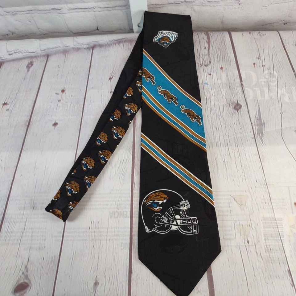Jacksonville Jaguars Men's Silk Necktie NFL Classic 56" Striped Charcoal Teal - Image 1 of 4