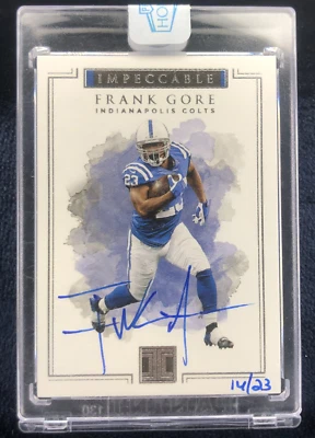 2022 HONORS FRANK GORE ON-CARD AUTO COLTS HAND-NUMBERED /23 SSP HOF ENCASED - Image 1 of 2