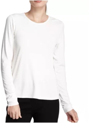 Camisa Eileen Fisher Mujer Talla Grande 100% Seda Jersey Cuello Redondo L/S Crema Foto 1 de 4