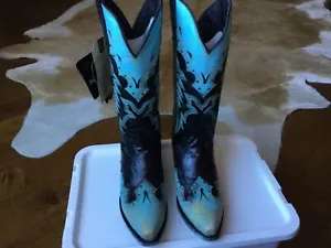 Dan Post womens black, turquoise and gold snip toe boots size 8.5 nwt - Picture 1 of 8