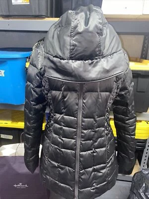 Abrigo largo acolchado con cuello de almohada Shelli Segal para lavandería talla M Foto 1 de 4