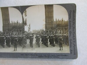 SV217 Stereoview Photo Card Uncle Sam & John Bull Yankee Troops to London Army