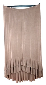 NEW CITIKNITS Women's Travel Knit Maxi Ruffled High Low Skirt  Brown Size 1X - Picture 1 of 14