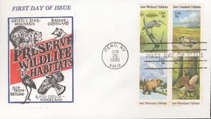 1981 FDC - Scott# 1921-24 - Wildlife Habitats - Jack Davis Cachet - Imagen 1 de 1