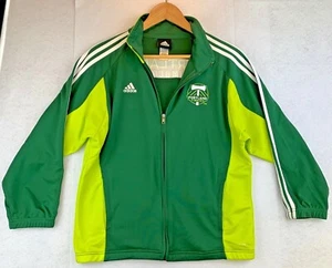 Adidas Portland Timbers Jacket Mens Size Medium Green 3 White Stripes Lime Green - Picture 1 of 11