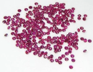 50 PCS. ROUND 1.3 MM. MACHINE CUT PIGEON BLOOD RED RUB LAB CORUNDUM - Picture 1 of 1