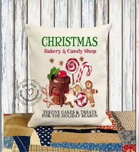 Christmas Bakery and Candy Shop Fabric Pillow #1137 - Picture 1 of 6