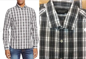 $98 The Men's Store Charcoal Gingham Slim Fit Button Down Shirt, Small - Picture 1 of 1