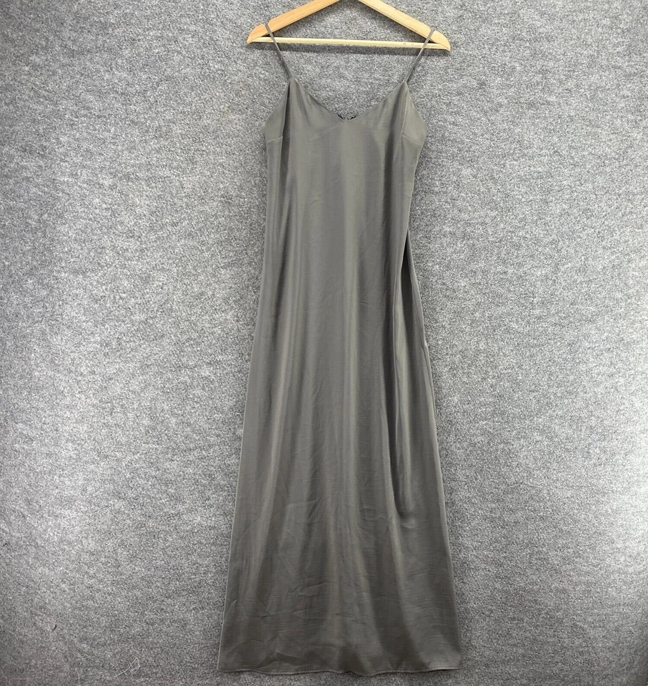 Vestido Forever 21 Mujer XS Gris Maxi Largo Sin Mangas Cremallera Cuello en V Informal Sólido Foto 1 de 4