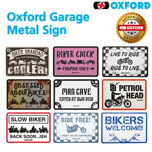 Oxford Metal Sign Garage Door Plate For Bikers 30X20cm Riding Motorcycle Plaque - Picture 1 of 14