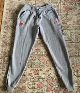 Wisconsin Badgers Under Armour Team Issued grau Jogginghose Herren kleine Reißverschlusstasche - Bild 1 von 13