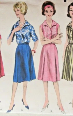 UNCUT 1960s Vogue 5453 Easy Make Dress inverted pleat #VintageSewingPattern B34 - Image 1 of 4