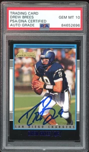 2001 Bowman #164 Drew Brees RC Rookie Saints On Card PSA/DNA Auto GEM MINT 10 - Picture 1 of 2