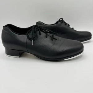BLOCH Shockwave Black Soft Leather Tap Shoes Women 5 M Lace Up Dance - Picture 1 of 16