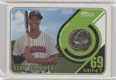 2018 Topps Heritage Minor League Edition 1969 moeda em perfeito estado relíquias /99 Eloy Jimenez - Imagem 1 de 2