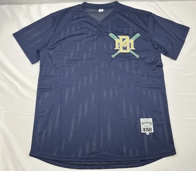 Camiseta de béisbol Milwaukee Brewers SS botón azul marino malla CBS News 58 promoción para hombre XL Foto 1 de 4
