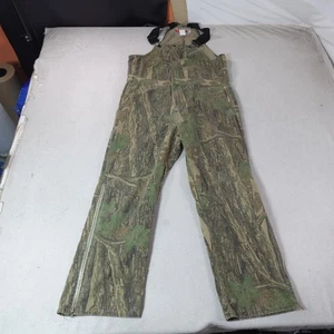 Vintage Winchester Bib Overalls Mens Large Treebark Camo Hunting USA Zip Leg - Picture 1 of 19