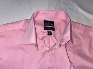Stafford Travel Wrinkle Free Broadcloth Men's L/S Pink Shirt 16.5 35 NWOT - Picture 1 of 6