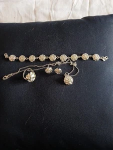 Juego de 4 rosas de plata de ley - Pendientes, pulsera, anillo y collar .925, nuevo - Imagen 1 de 6