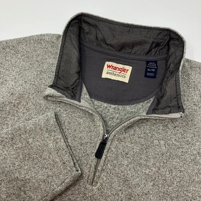 Wrangler Authentics Herren XL grau Quarter Zip Fleecepullover Sweater 1/4 Zip - Bild 1 von 4