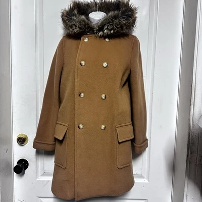 Polo Ralph Lauren wool blend Faux Fur Trim Hooded  Coat Girls xl 16 - Image 1 of 4
