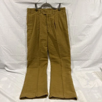 复古 Bills Khakis 男式金色裤子打褶前袖口斜杠口袋 35 X 35 — 第 1/4 张图片