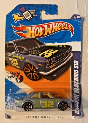 HOT WHEELS MÁS RÁPIDO QUE NUNCA '12 DATSUN BLUEBIRD 510 GRIS #2/10 EN TARJETA Foto 1 de 3