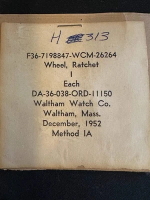 Колесо с храповиком Waltham для военных наручных часов Waltham 6/0s в заводской упаковке - Изображение 1 из 3