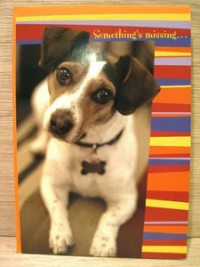 "SOMETHING'S MISSING...IT'S YOU" Puppy Dog THANKSGIVING CARD Papyrus - Picture 1 of 2