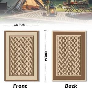 Outdoor Rug 8x10 Plastic Straw Reversible Large Patio Mat Carpet with LED Lights - Picture 1 of 28