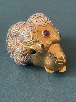 De colección Italia JUDITH LEIBER Cabeza de Carnero Swarovski Cristal Anillo Caja Baratija ¡RARO! Foto 1 de 4