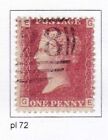 Great Britain 1858 1d red plate 72