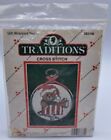 NEW 1980s Traditions Gift Wrapped Teddy T8506 Cross Stitch Ornament Kit T8506