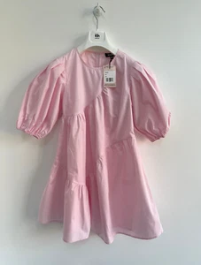 Missguided Dress Pink Poplin Cotton Smock Frill UK 8 💖 BNWT - Picture 1 of 8