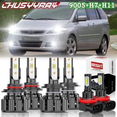 Faro LED alto y bajo para Mazda 5 2006 2007-2009 6X + bombillas antiniebla 6000 k Foto 1 de 4