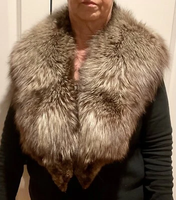 AUTH LARGE RACCOON FUR MEN WOMEN WRAP COLLAR SCARF STOLE BOA VTG - Image 1 of 4