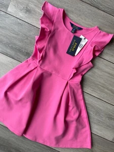 Ralph Lauren Polo Girl's Pink Spring II Ponte Ruffle Dress - Age 7 (Small) - New - Picture 1 of 7
