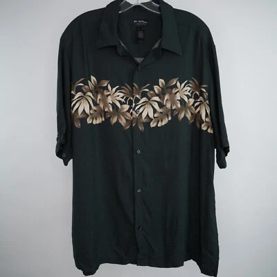 Axcess Men Claiborne 2XL Hawaiian Shirt Aloha Black Floral Button Up S/S Lounge - Image 1 of 4