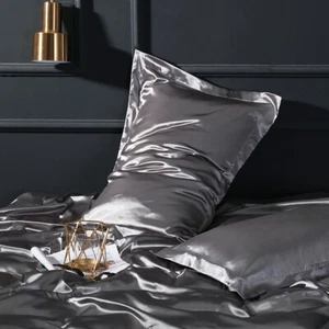 2X Silk Satin Pillowcase Pillow Case Only Shiny Solid Cover Bedding Luxury - Picture 1 of 28