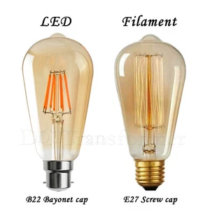 Vintage Filament, Edison ST64 Dimmable! 4W/6W/8W LED Lamp 60W Incandescent Bulb - Imagen 1 de 24