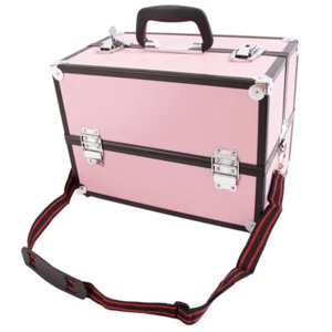 Estuche de tren de maquillaje de aluminio de 14" para joyería cosméticos organizador caja de viaje bloqueable - Imagen 1 de 8