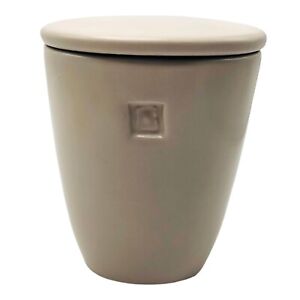 Pottery Barn Vanity Jar Storage Container Lid Gray Stoneware Farmhouse Portugal